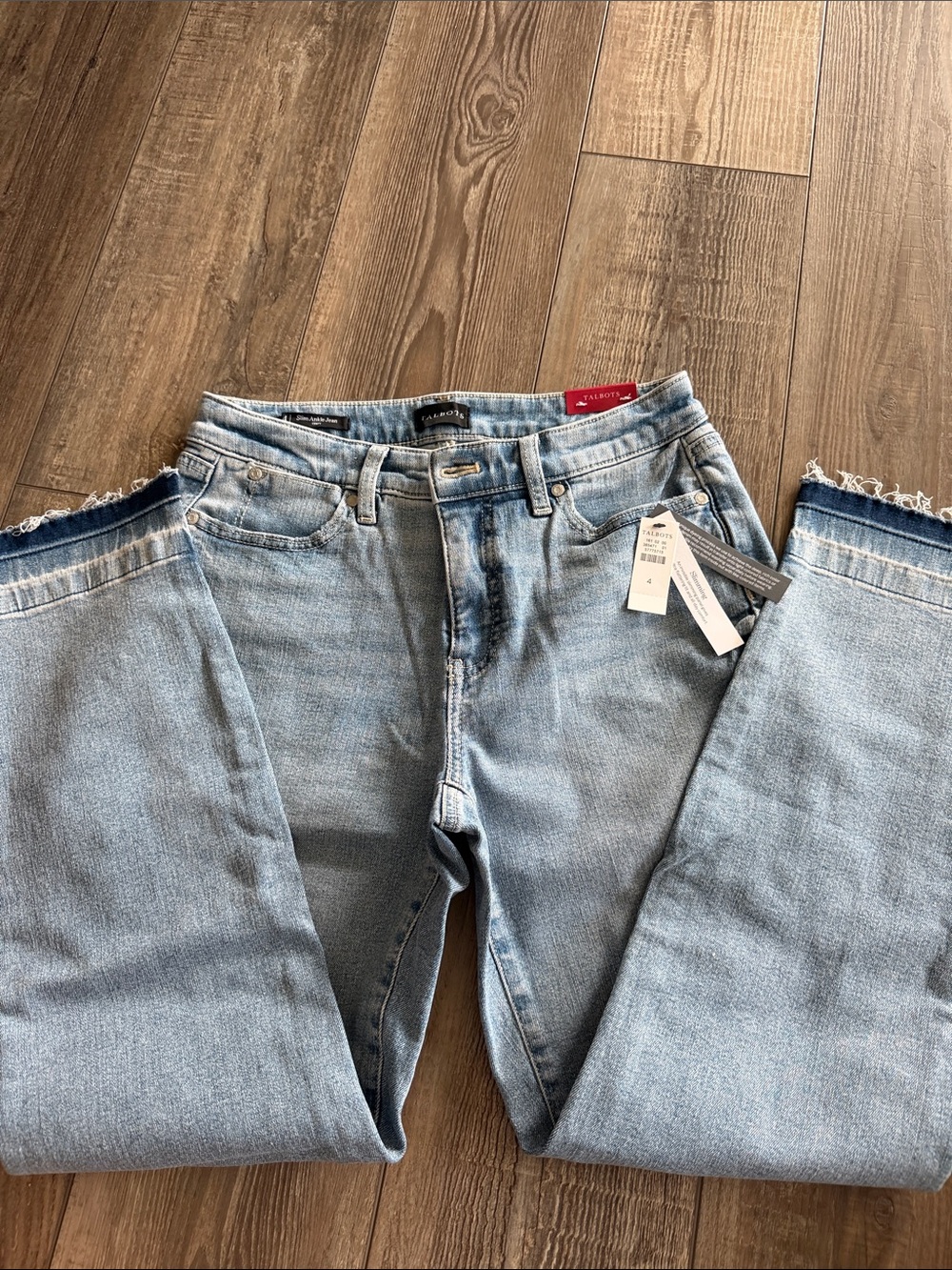 Talbots Light Blue Flare Jeans with Frayed Hem